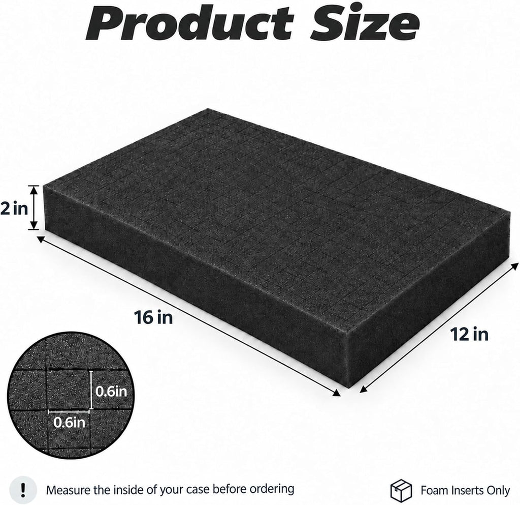 Pick and Pluck Foam 2 Pack, 16 x 12 x 2 In Foam Inserts for Cases