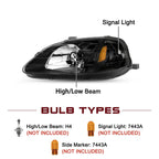 Headlight Assembly Pair for 1999-2000 Honda Civic [Halogen Type]