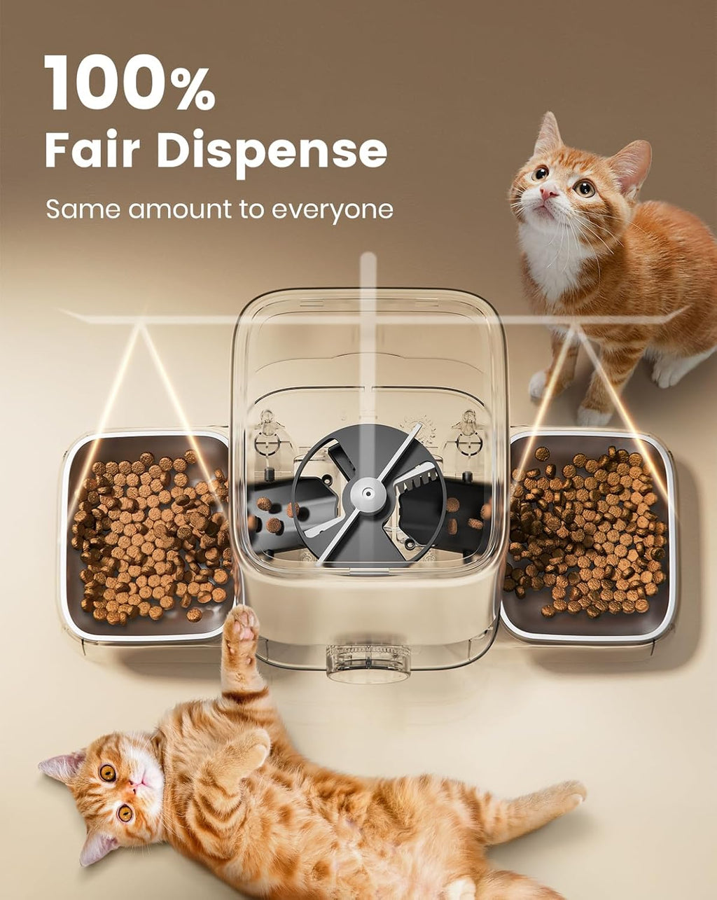 Automatic Cat Feeder for 2 Cats Pets, 20 Cups/5L