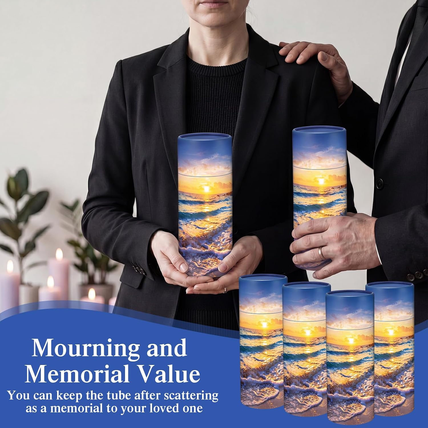 4 Pcs Biodegradable Scattering Tubes for Human Ashes, Sunset Beach