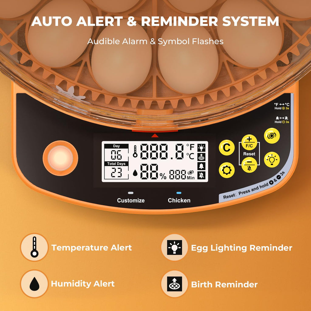 48 Egg Incubator - Smart Incubators for Hatching Chicken Eggs with Temperature & Humidity Control, Egg Candler, Auto