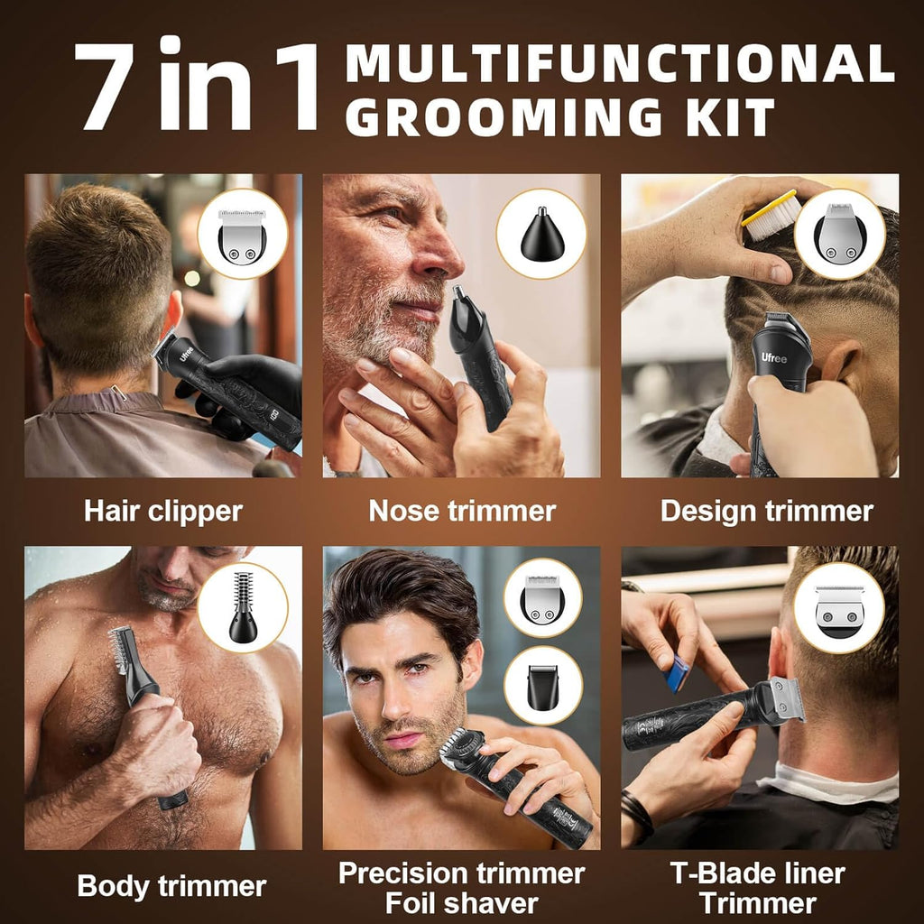 Beard Trimmer for Men, Electric Razor Shavers, Cordless Hair Clippers, 7 in 1 Beard Grooming Kit for Mustache, Body