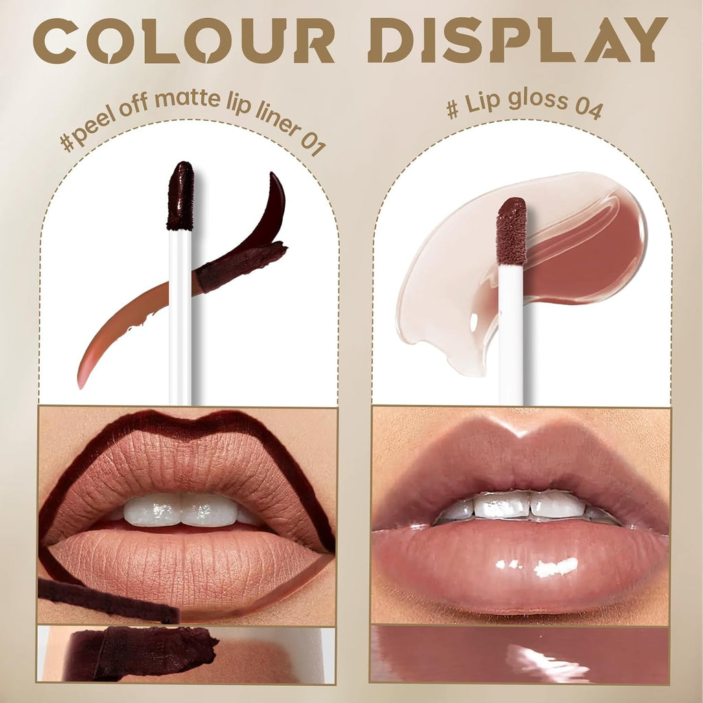 Peel Off Lip Liner Stain Tattoo, Long Lasting Waterproof Lip Stain Peel off, Tattoo Nude Lip Liner and Lip Gloss