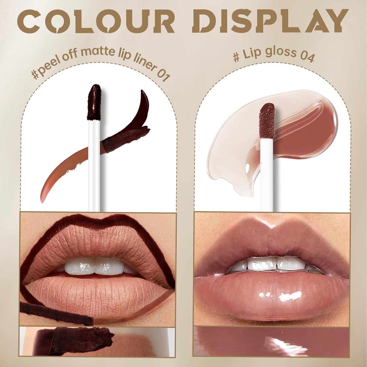 Peel Off Lip Liner Stain Tattoo, Long Lasting Waterproof Lip Stain Peel off, Tattoo Nude Lip Liner and Lip Gloss