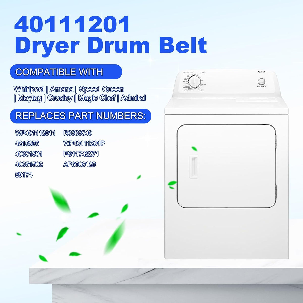 Dryer Drum Belt 40111201 Compatible with Maytag/Whirlpool/Amana