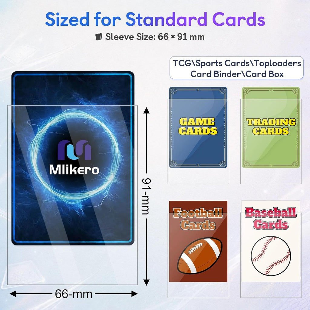 100 Count Card Sleeves, Clear Soft Trading Card Sleeves, Polypropylene (PP), Fit for MTG, TCG, Baseball, Football