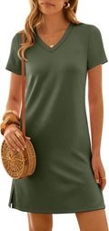 Womens Wrinkle Free Summer Casual Short Sleeve Mini Dresses