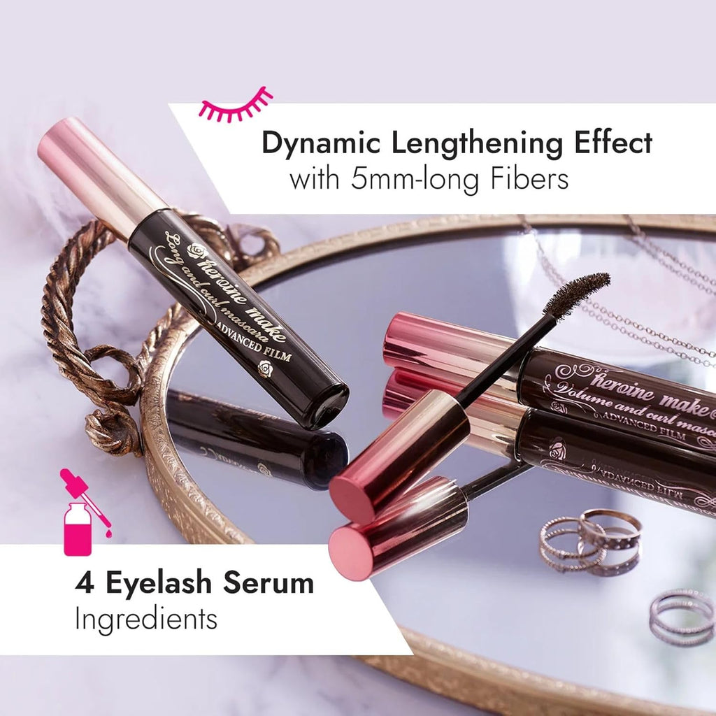 KISSME Heroine Make Advanced Film Mascara | Volume & Curl | Black