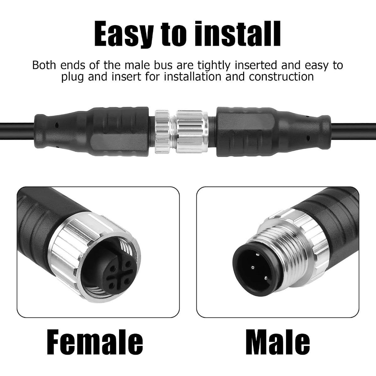 YACSEJAO M12 Connector Aviation Sensor Cable, 25CM/0.8FT, 4 Pin