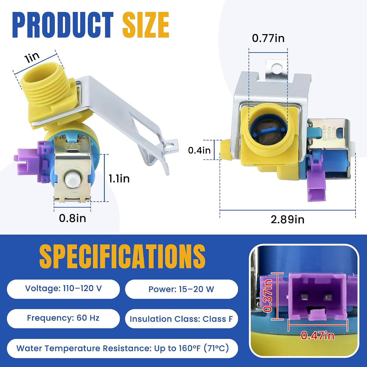 WD15X27703 Dishwasher Water Inlet Valve for GE,Hotpoint GDF535PSR3SS,GDT550PYR3FS,GDT650SYV0FS by MIFLUS