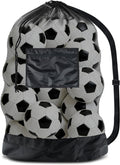 Extra Large Soccer Ball Net Bag, 40" x 30" Drawstring Mesh Ball Bag | with Zipper Pocket, Sports Equipment Bag for