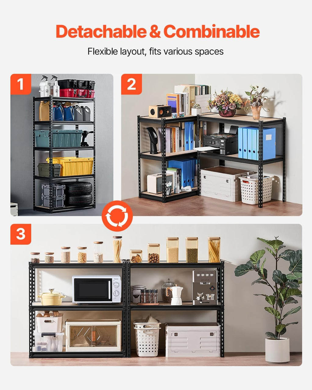 Storage Shelves, 2000 lbs, 5 Tier Garage Storage Shelving, 16" D x 36" W x 71.4" H Adjustable Metal Shelves for