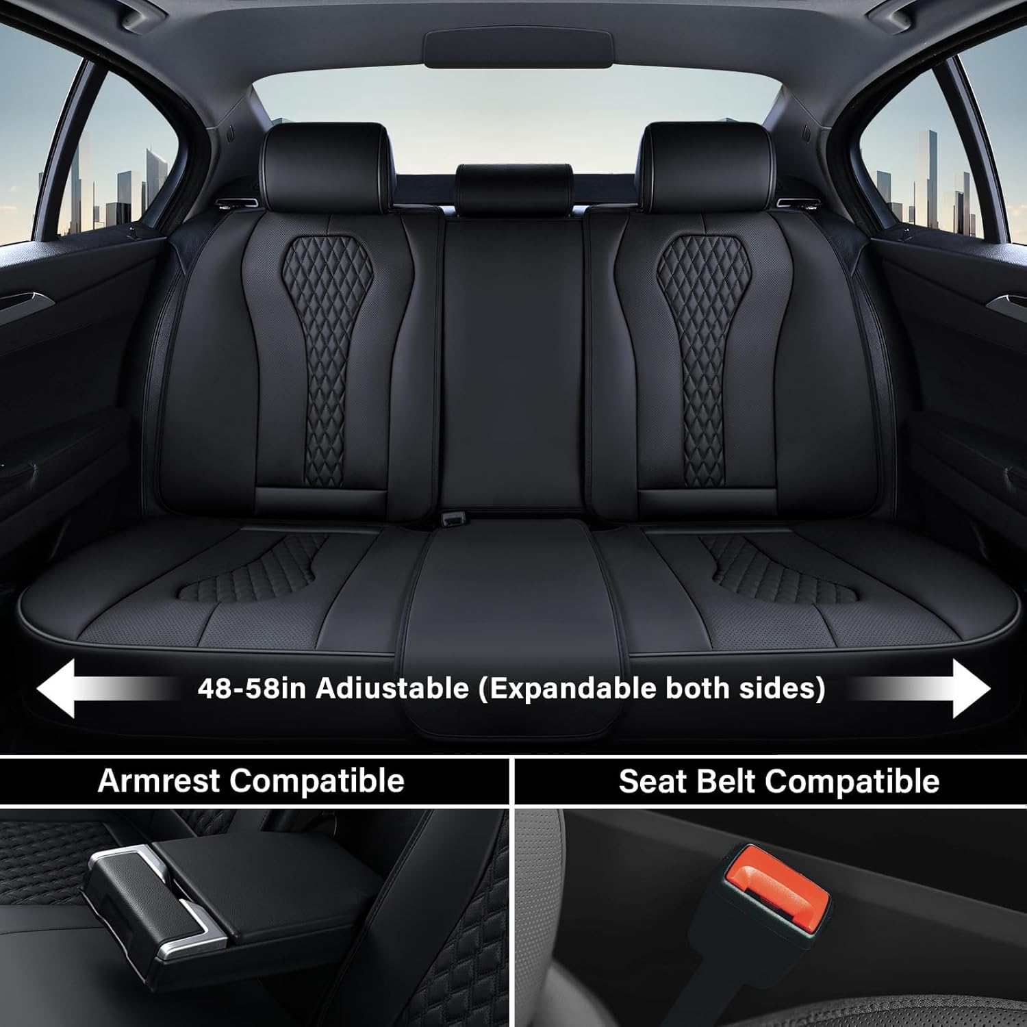 Seat Covers, Car Seat Covers Full Set, Black Car Seat Cover, Car Seat Covers Front Seats Back Seat Cover, Waterproof