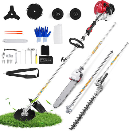 58cc 5-in-1 Gas Weed Wacker, Multi-Functional Trimming Tools for Lawn Care | 2-Cycle, 9300 RPM, Converts to Hedge