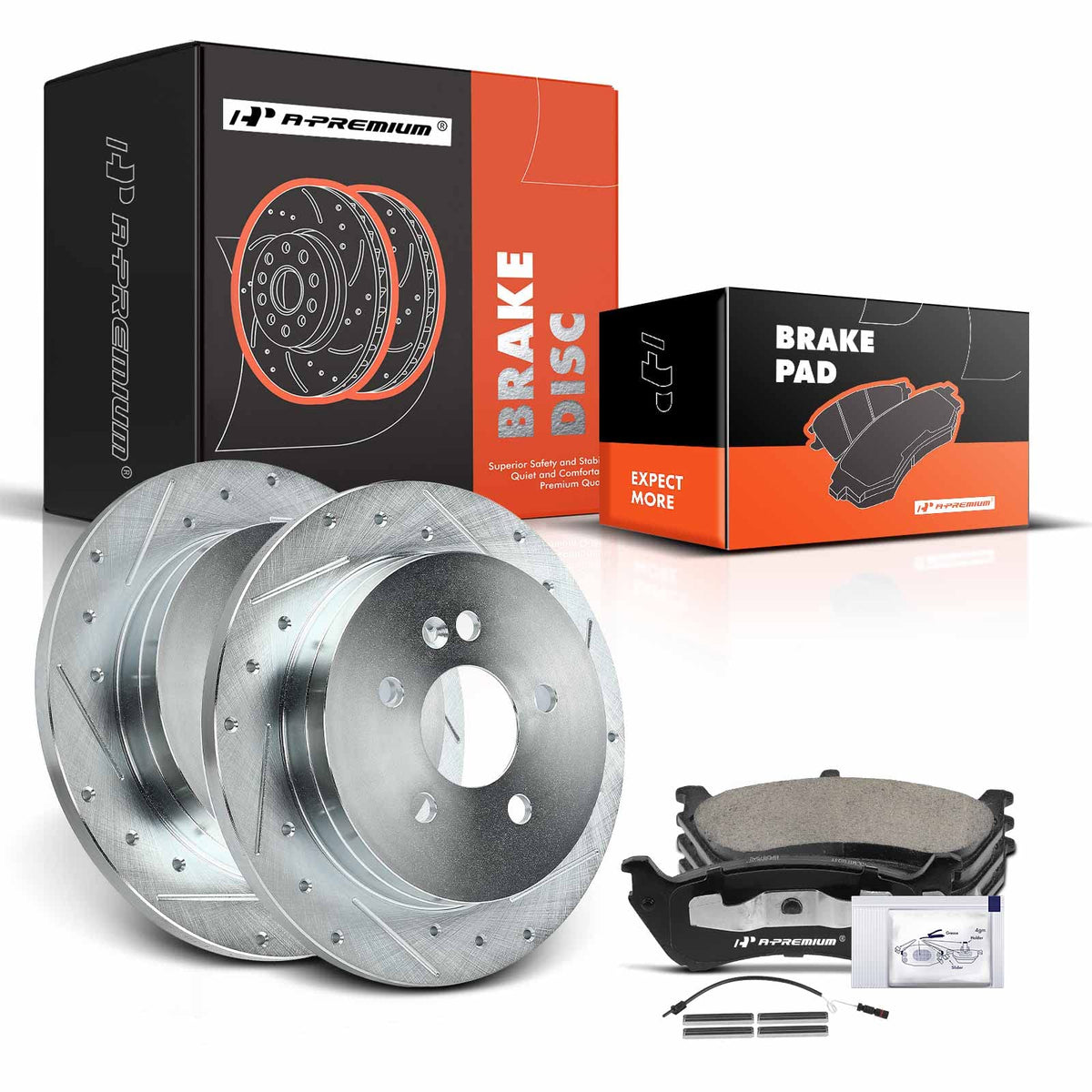 A-Premium 11.22 In (285mm) Rear Brake Rotors & Ceramic Pads Kit, 6-Pack