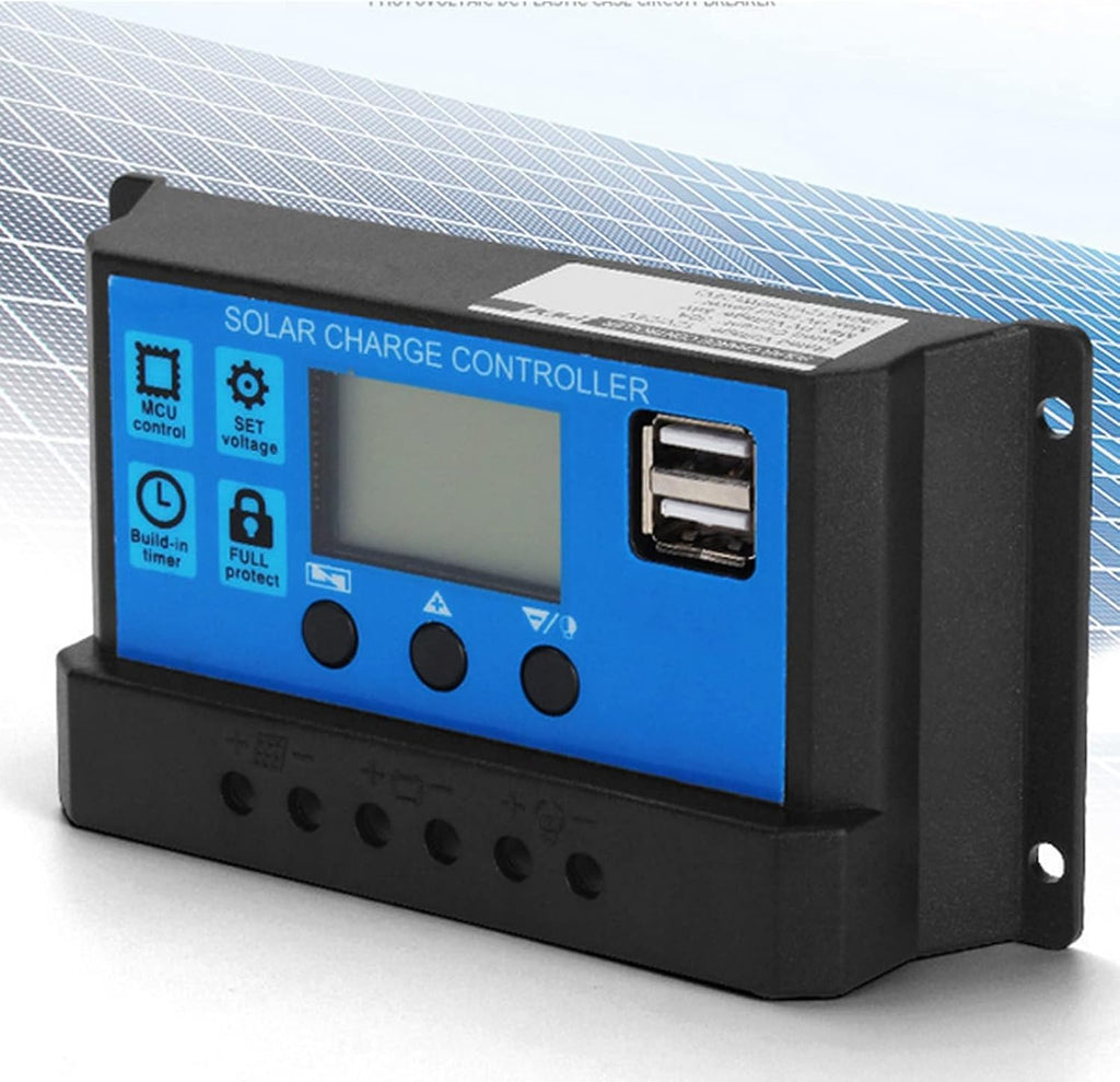 Solar Charge Controller, 12V-24V MPPT PWM Battery Controller with LCD Display, 40A Dual USB