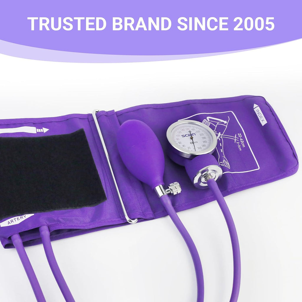 Professional Aneroid Sphygmomanometer and Sprague Rappaport Stethoscope, Manual Blood Pressure Kit with Cuff and