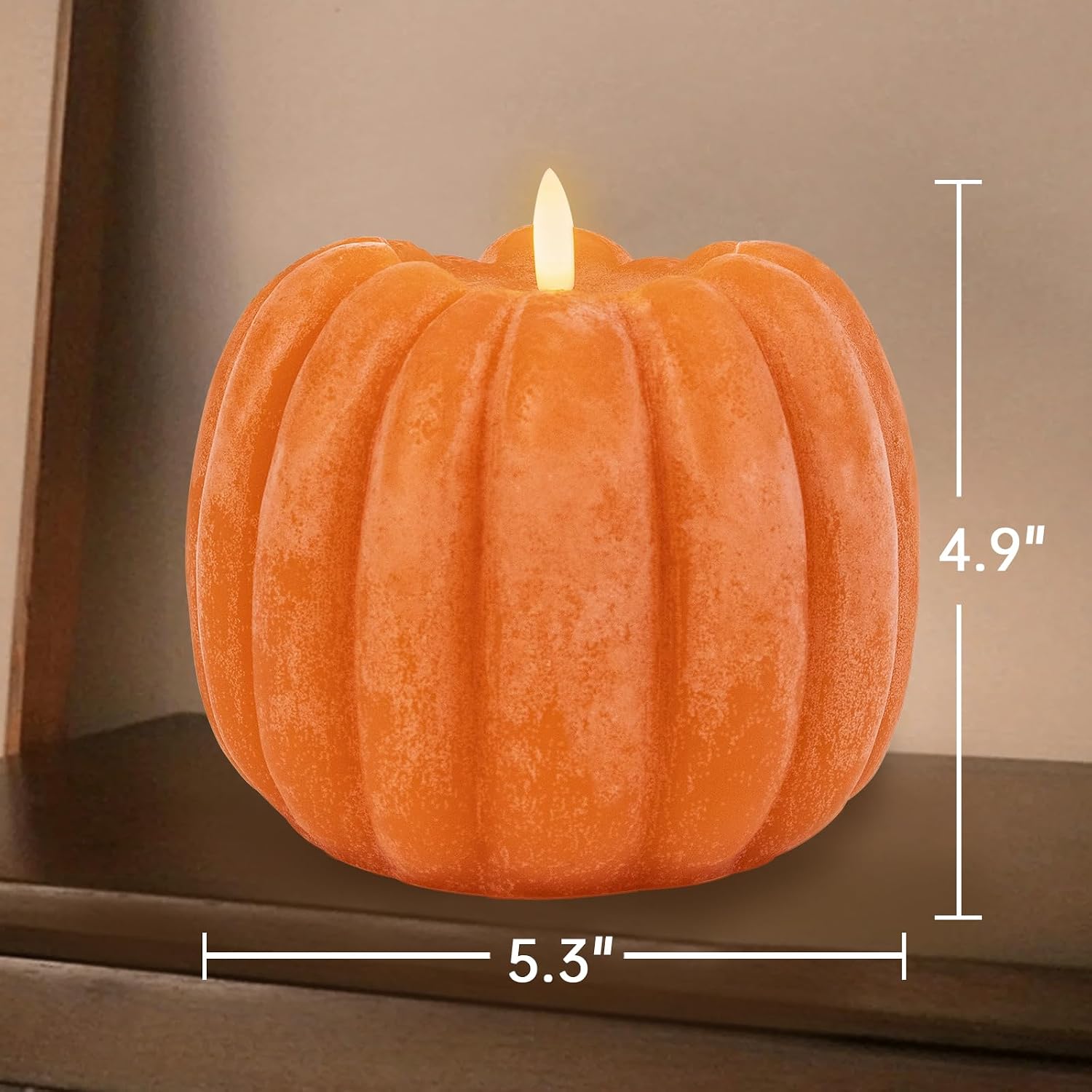 Fall Decorations for Home - Flickering Flameless Wax Pumpkin LED Candle | Timer Remote Control, Fall Decor