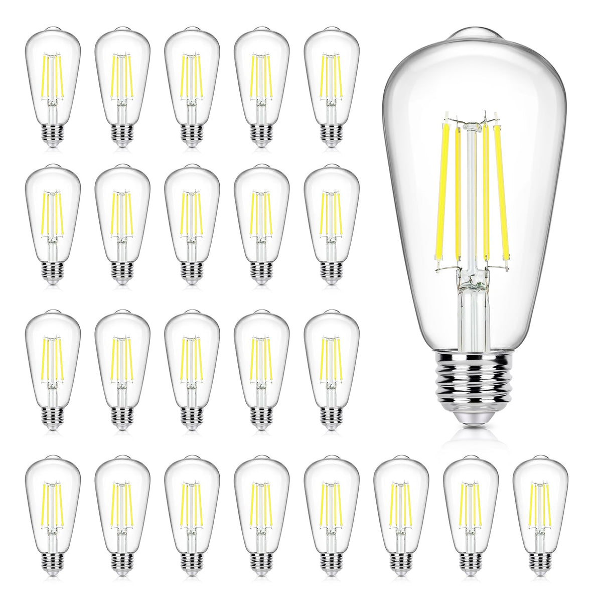 24-Pack Vintage LED Edsion Bulbs 100W Equivalent, E26 Base Bulb 8W 5000K