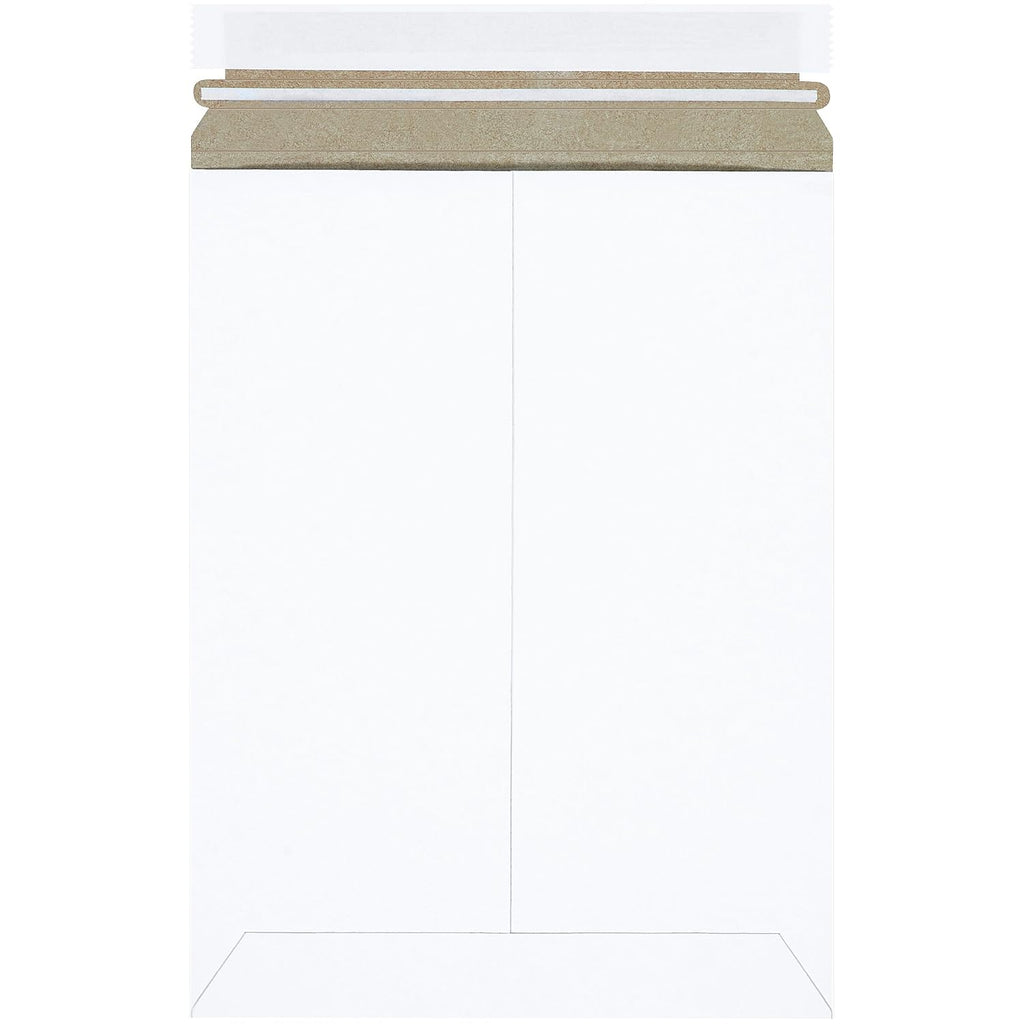 9 x 11 1/2" Stayflats Brand Rigid Flat Mailers, White (Pack of 25) Photo Document Mailers, Peel & Seal Closure, Tear
