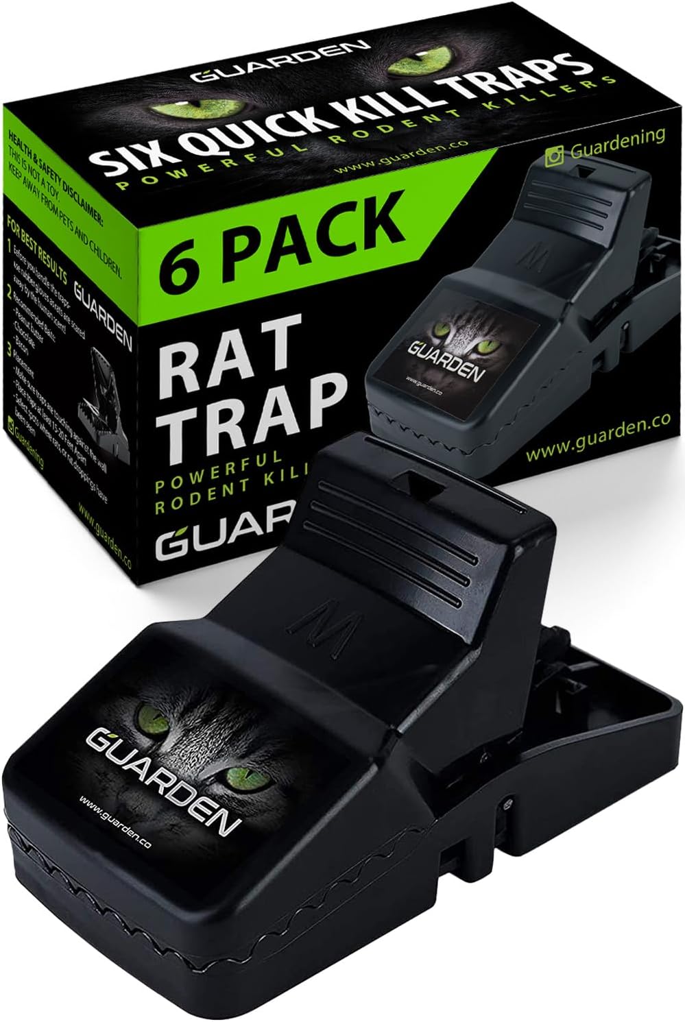 Rat Trap Six Pack - Powerful Reusable Traps for a Quick Kill Indoor or Out | Easy-Bait, Easy-Set Traps Catch Rats