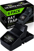 Rat Trap Six Pack - Powerful Reusable Traps for a Quick Kill Indoor or Out | Easy-Bait, Easy-Set Traps Catch Rats