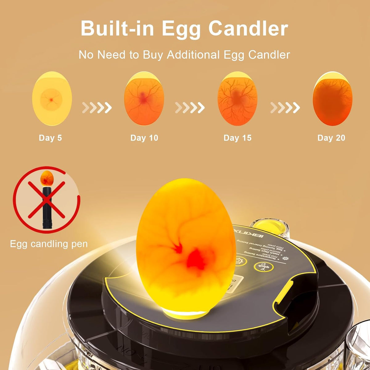 Incubator for Hatching Eggs-18 Egg Capacity, Newly Upgraded Automatic Egg Turner, Temperature & Humidity Control