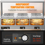 72QT Electric Commercial Food Warmer Steam Table, 1500W