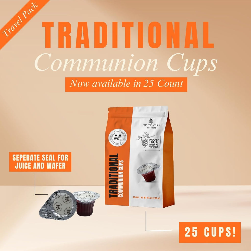 DISCOVERY PRODUCT Prefilled Communion Cup & Wafer,Travel 25ct Traditional