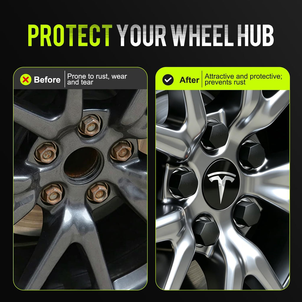 for Tesla Model 3 Y S X Wheel Cap Kit 4 Hub Center Cap + 20 Lug Nut Cover (White)