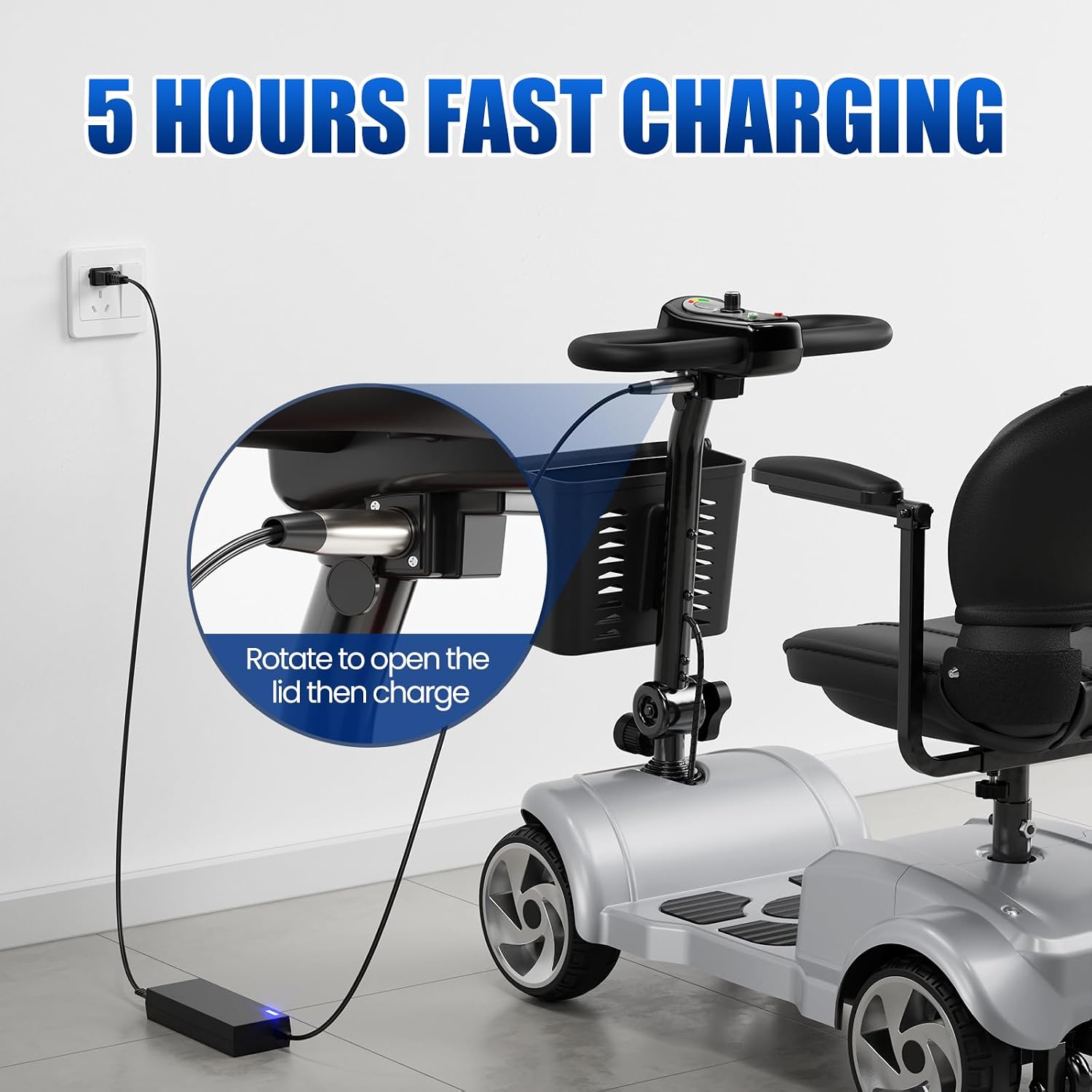 20 Miles 4 Wheel Mobility Scooters for Seniors and Adults, 6.2 MPH, Silver