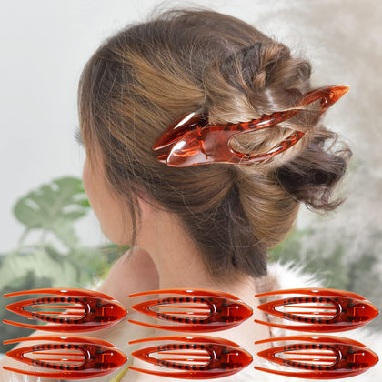 RC ROCHE 6 Pcs Flat Claw Clips for Women Thick Hair No Slip, Large Brown