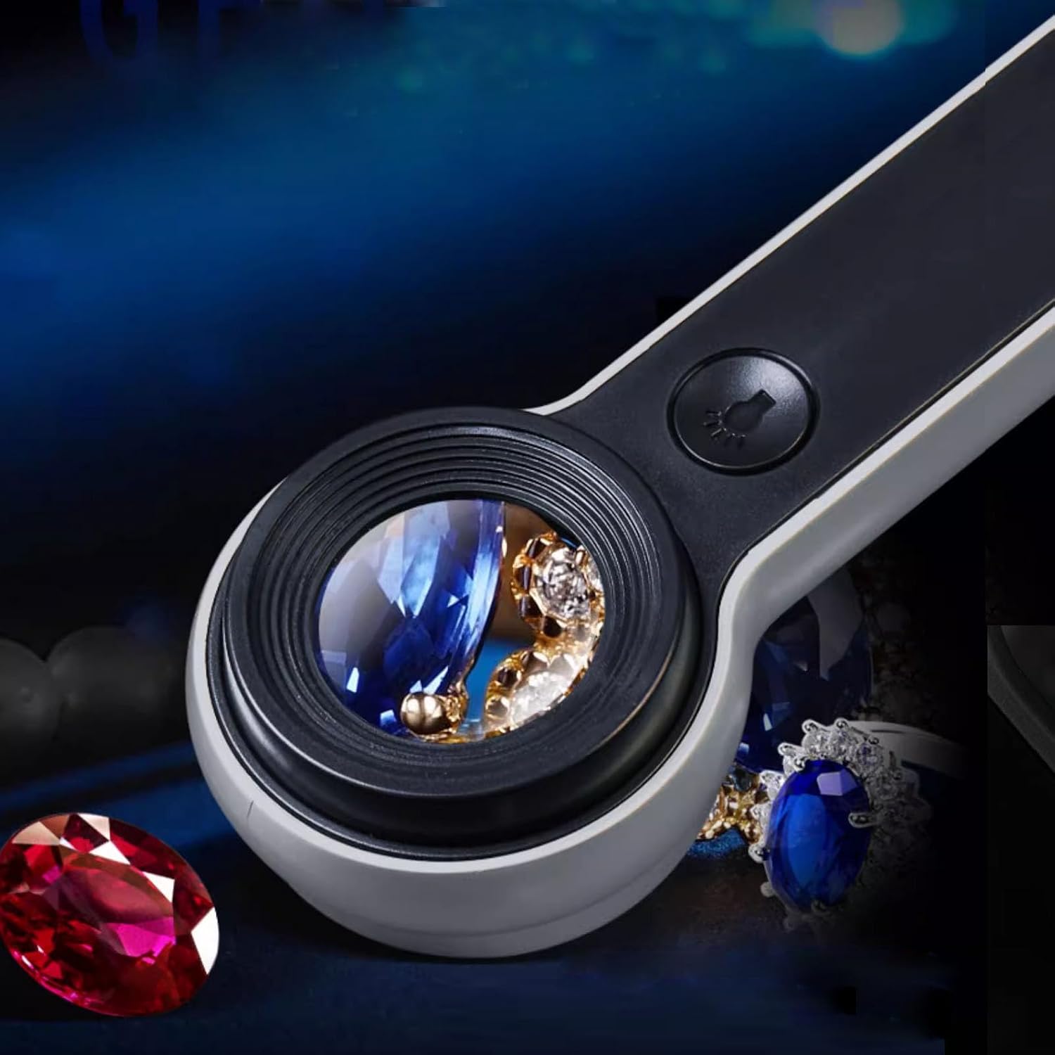 Handheld Magnifier Loupe 60x with UV and LED Lights, USB Rechargeable Illuminated Jewelers Loupe Optical Glass