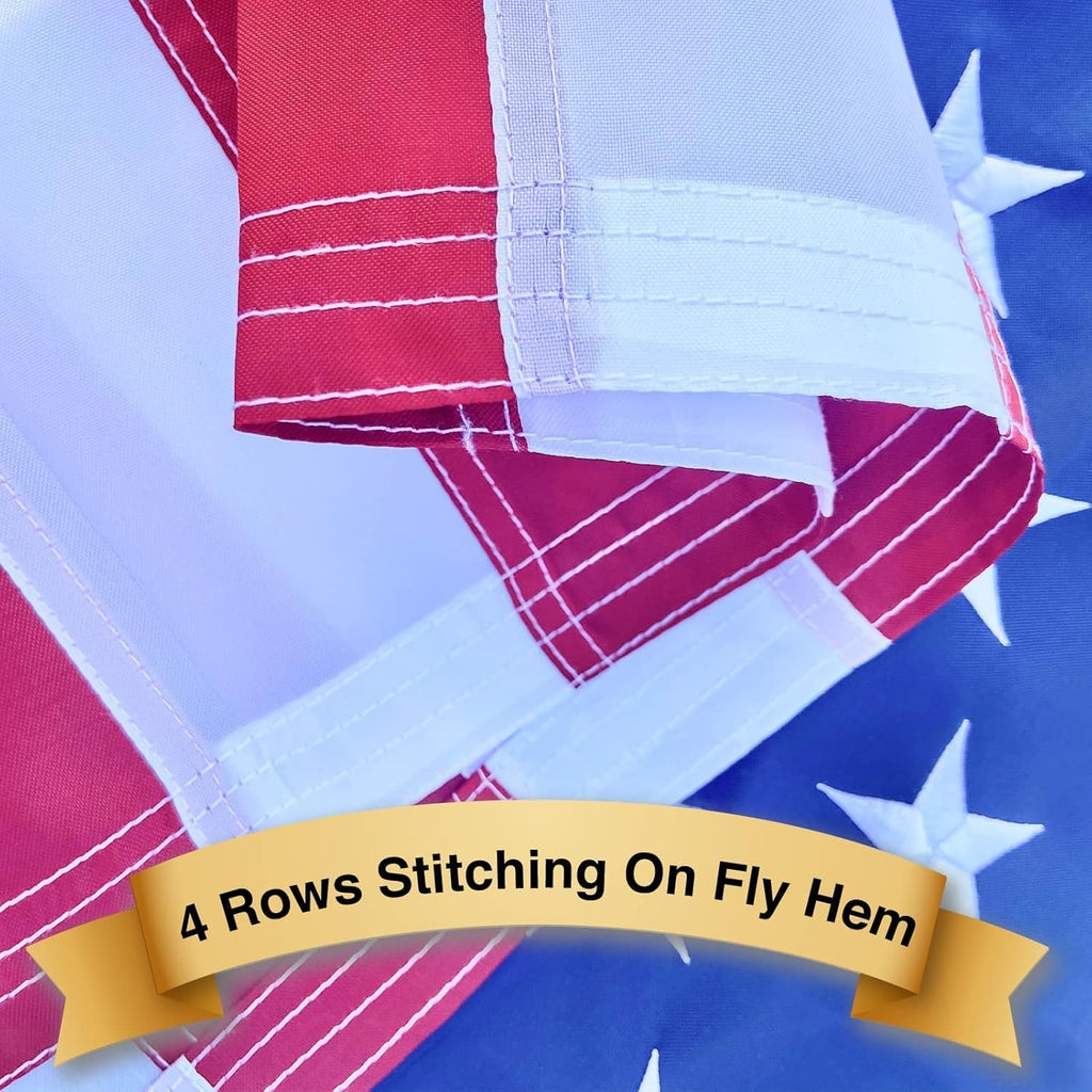 American Flag Pole Sleeve 2.5x4 Ft Banner Style-Embroidered Stars,Sewn Stripes,UV Protected,Heavy Duty Durable USA US