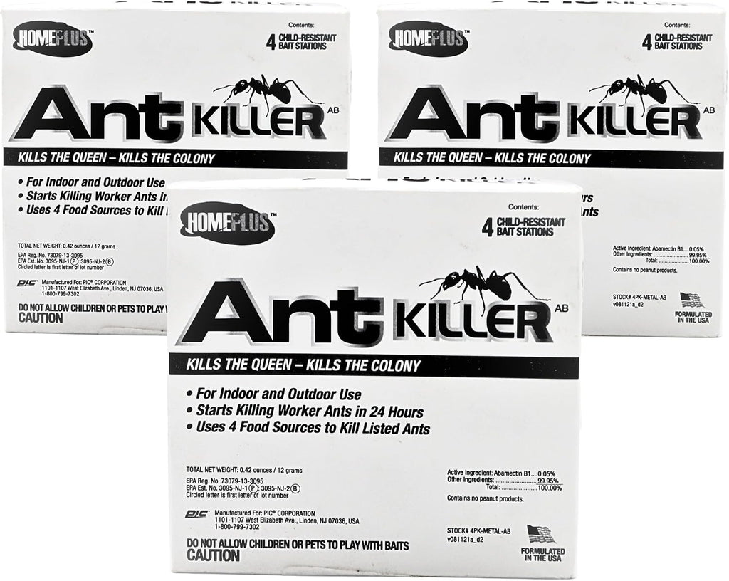 Homeplus Ant Killer AB, Metal Bait Station, Ants Killer for House, Ant Traps Indoor & Outdoor, 12 Pack