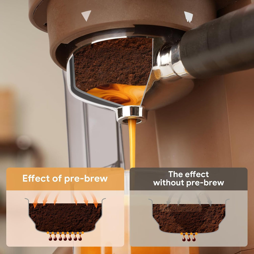 Semi-Automatic Espresso Machine with Grinder, 20 Bar Professional Coffee Maker with Milk Frother, Latte & Cappuccino