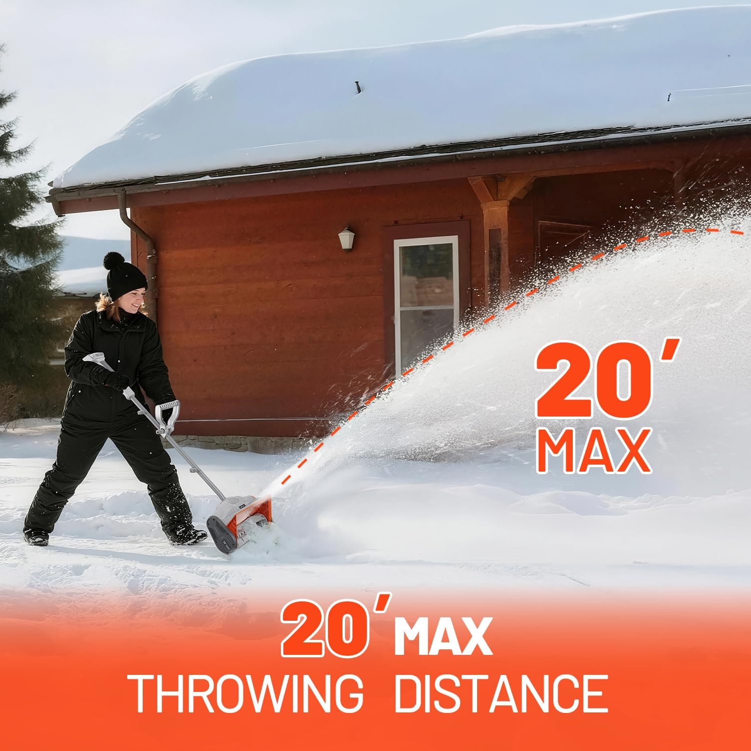 Cordless Snow Shovel 20V, 13-Inch Brushless Electric Power Shovel for Snow Removal, Includes 4.0 Ah Battery, Easy to