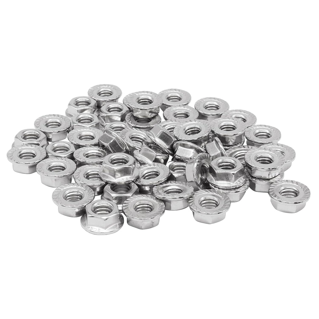 Bonsicoky 5/16-18 Serrated Flange Nuts, 50 Pack, Silver