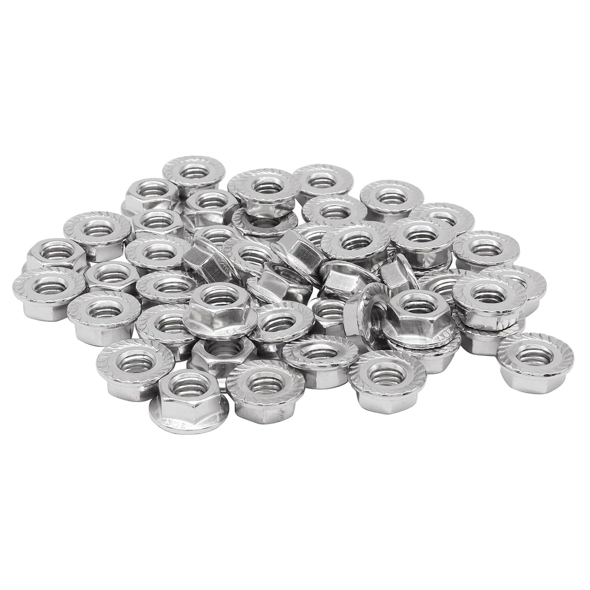 Bonsicoky 5/16-18 Serrated Flange Nuts, 50 Pack, Silver