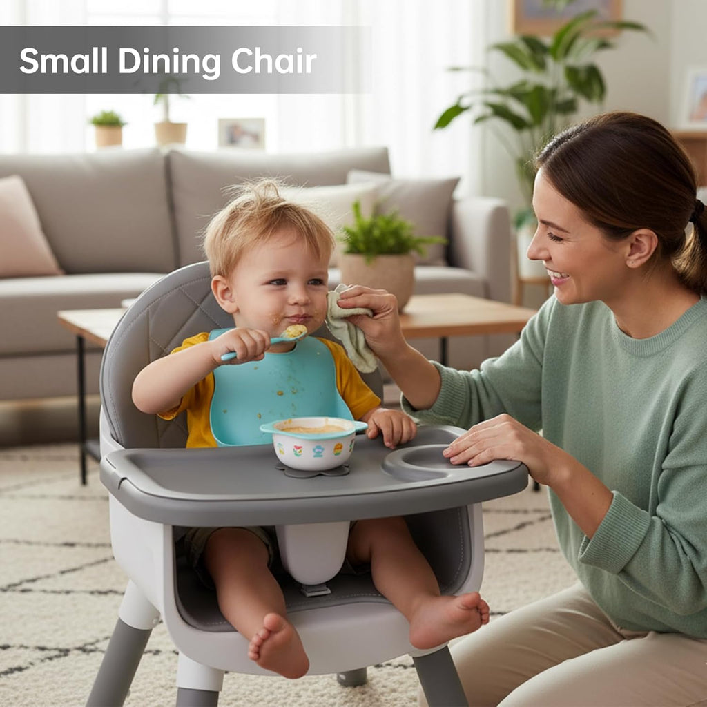6-in-1 Convertible Baby Highchair, Booster Seat, Toddler Chair & Building Block Table, with Removable Tray, Easy