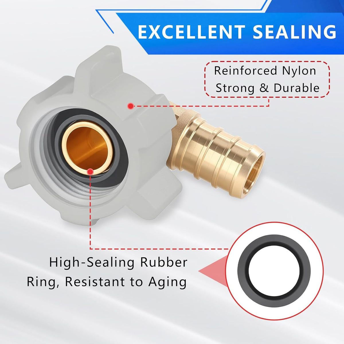 1/2" Pex × 1/2" Female NPT Swivel Elbow No-Lead Brass Crimp Fitting,PEX-B Compatible,2-Pack