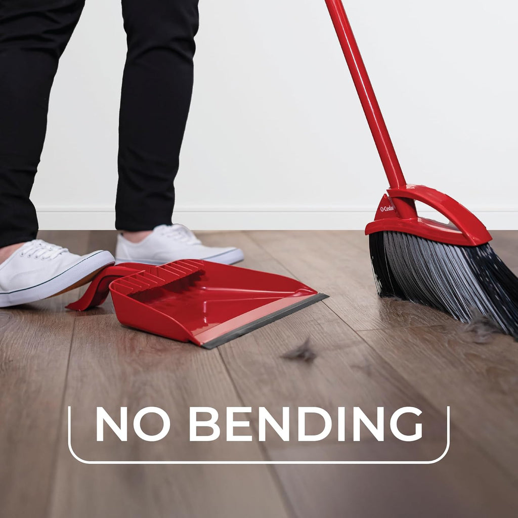 O-Cedar Pet Pro Broom with Step-On Dustpan | Remove 99% with One Sweep | Removes 3 Times More Pet Hair | Quiet