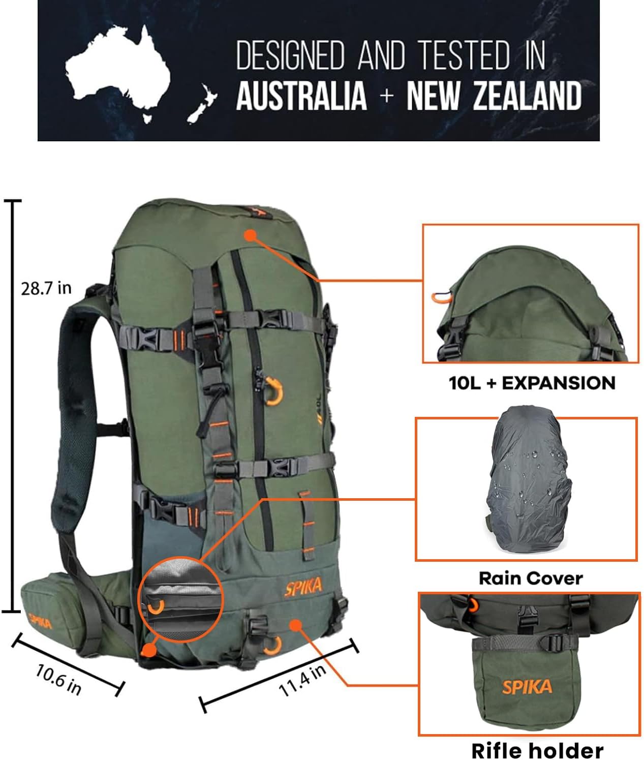 Hunting Backpacks for Men, Meat Hauler Frame Pack with Rifle Holder, 40L/80L Extendable + Capacity for Bow Rifle Gun