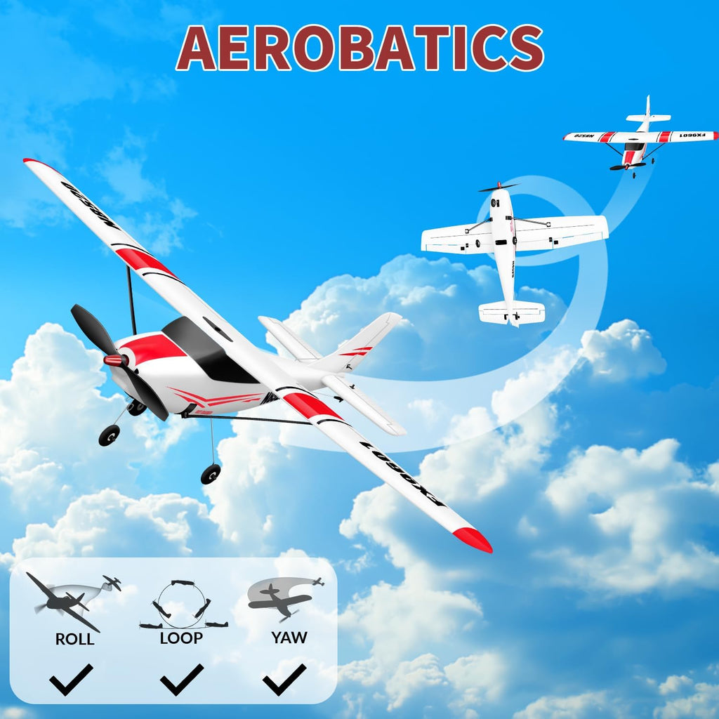 4CH Cessna RC Plane, Brushless Trainer Aircraft for Beginners | Brushless w/3 flight modes, 6-axis gyro, supports
