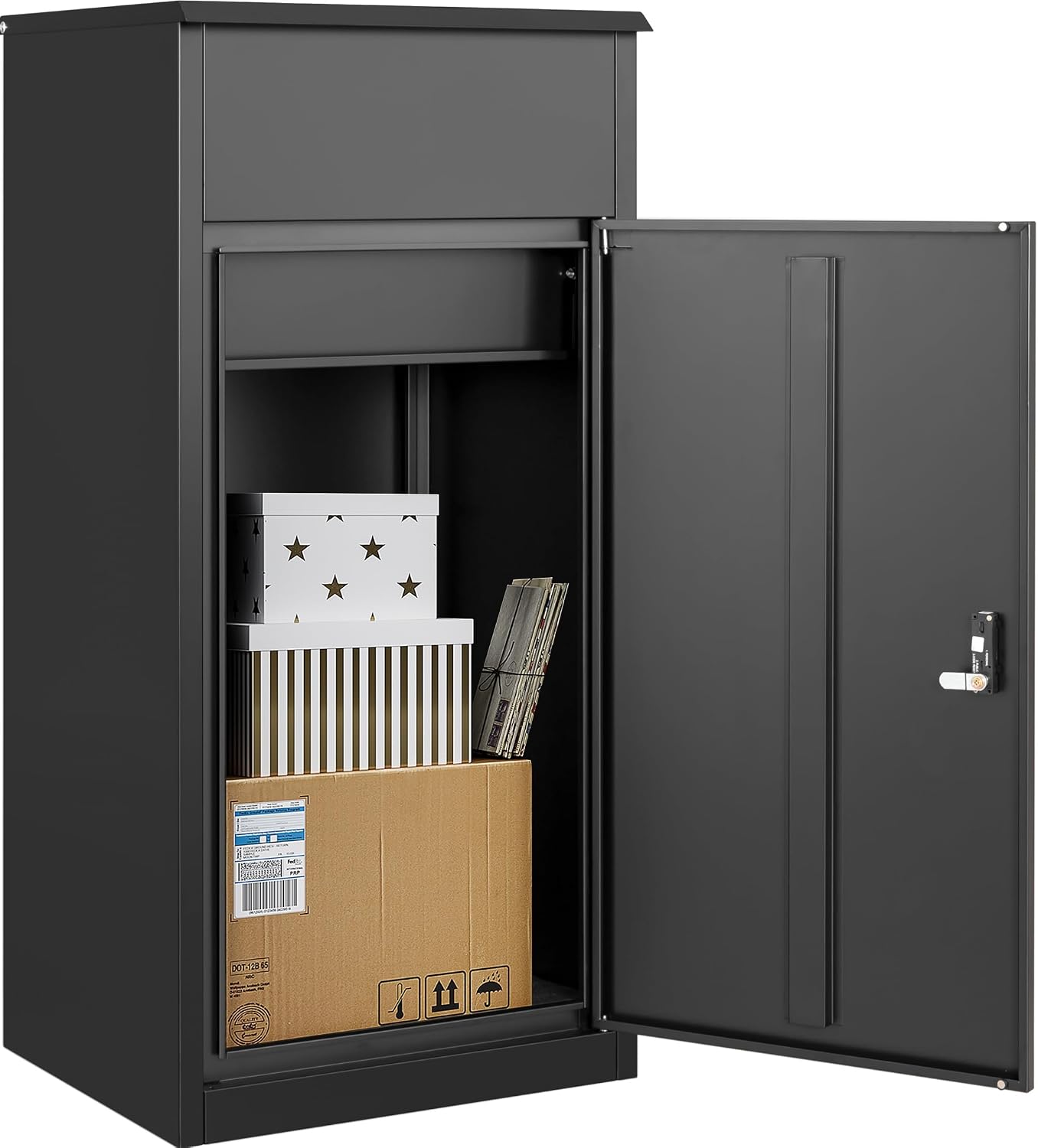 Large Package Delivery Box for Outside with Combination Lock,Parcel Drop Boxes Secure Storage, Anti-Theft Steel