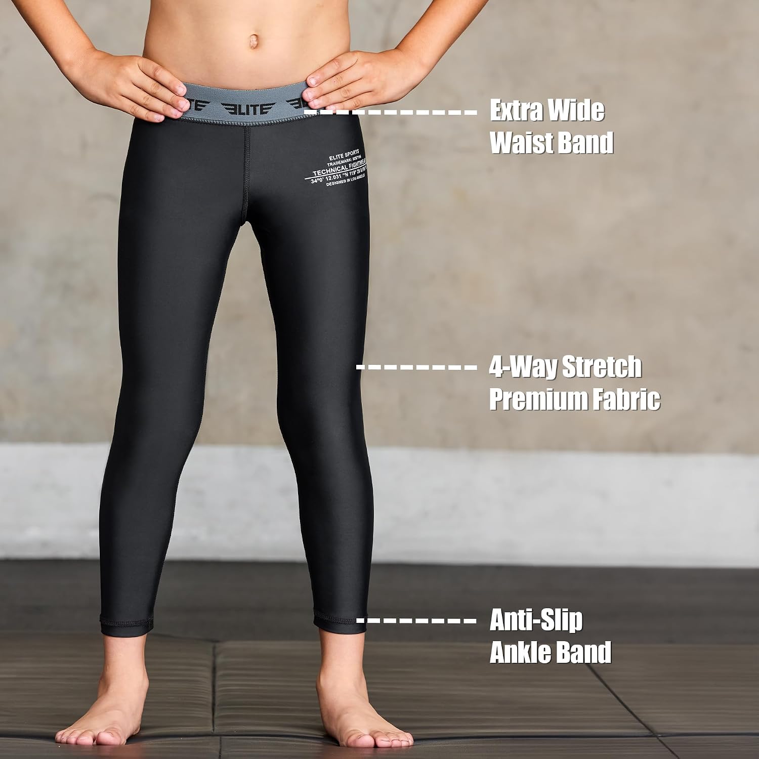 Kids BJJ Spats, Youth No Gi Compression Pants for MMA | Moisture-wicking compression spats for kids, ideal for BJJ