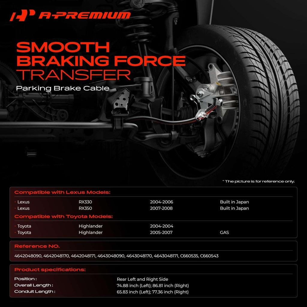 A-Premium Rear Parking Brake Cable Assembly Compatible with Toyota & Lexus