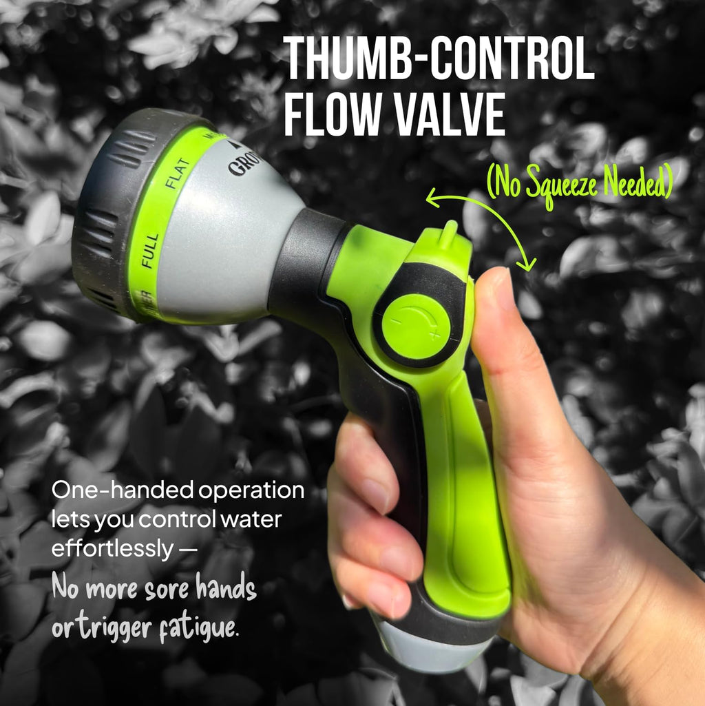 Garden Hose Nozzle – 8-Pattern Hose Sprayer with Thumb Control – Watering Tool for Garden, Car Wash, Lawn Care & Pet