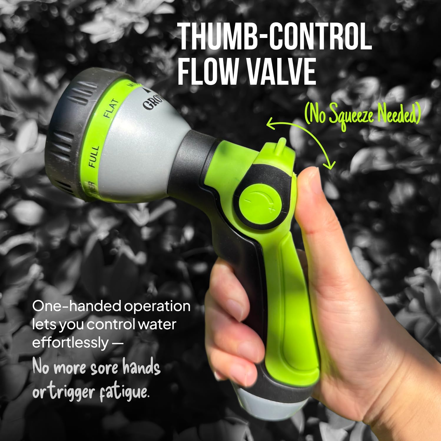 Garden Hose Nozzle – 8-Pattern Hose Sprayer with Thumb Control – Watering Tool for Garden, Car Wash, Lawn Care & Pet