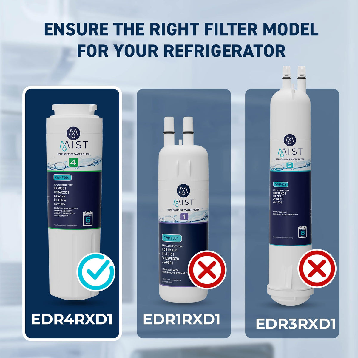 EDR4RXD1 Water Filter, NSF 42, 3 Pack